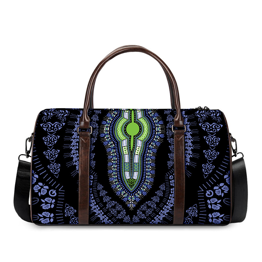 Blue And Black African Dashiki Print Duffle Bag
