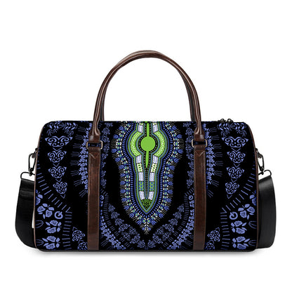 Blue And Black African Dashiki Print Duffle Bag
