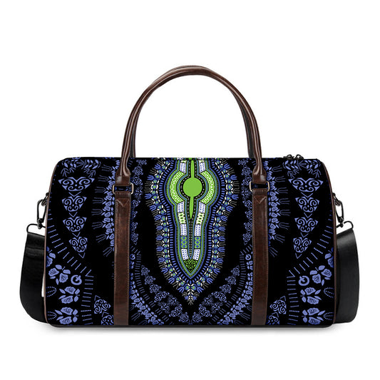 Blue And Black African Dashiki Print Duffle Bag