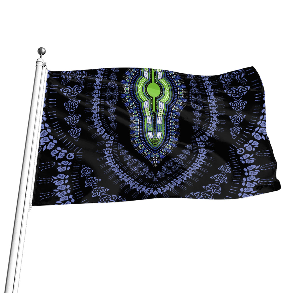 Blue And Black African Dashiki Print Flag