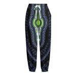 Blue And Black African Dashiki Print Fleece Lined Knit Pants