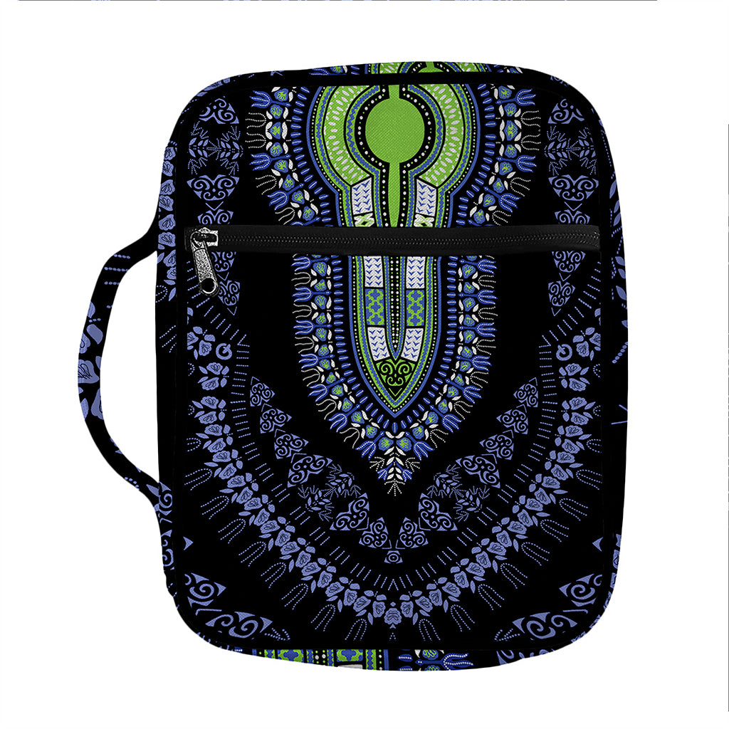 Blue And Black African Dashiki Print Front Pocket Bible Bag
