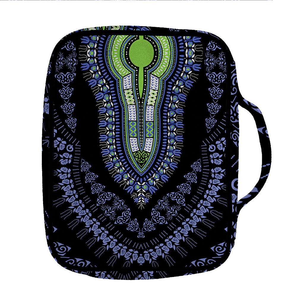 Blue And Black African Dashiki Print Front Pocket Bible Bag