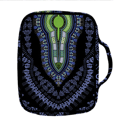 Blue And Black African Dashiki Print Front Pocket Bible Bag