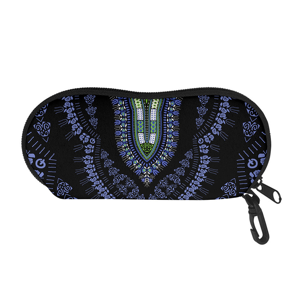 Blue And Black African Dashiki Print Glasses Case