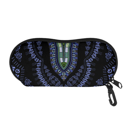 Blue And Black African Dashiki Print Glasses Case
