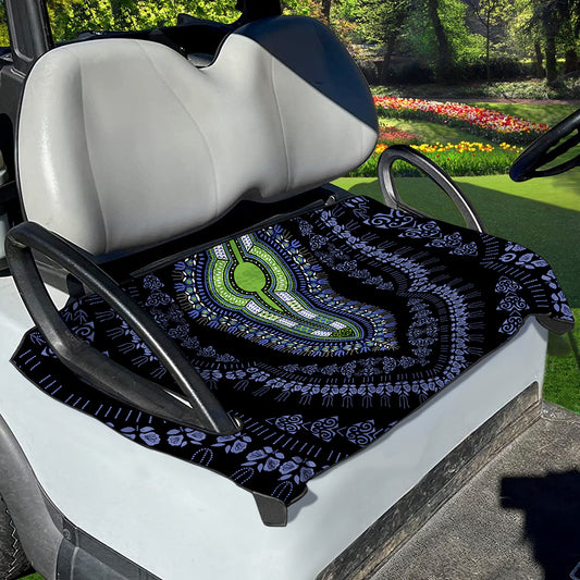 Blue And Black African Dashiki Print Golf Cart Seat Cover