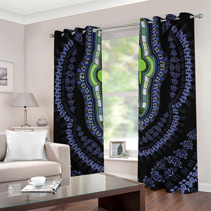 Blue And Black African Dashiki Print Grommet Curtains