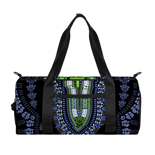 Blue And Black African Dashiki Print Gym Bag