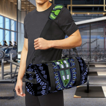 Blue And Black African Dashiki Print Gym Bag