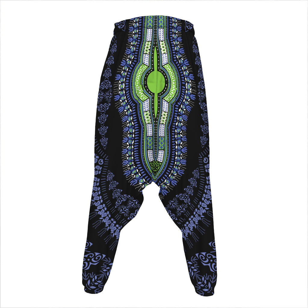Blue And Black African Dashiki Print Hammer Pants