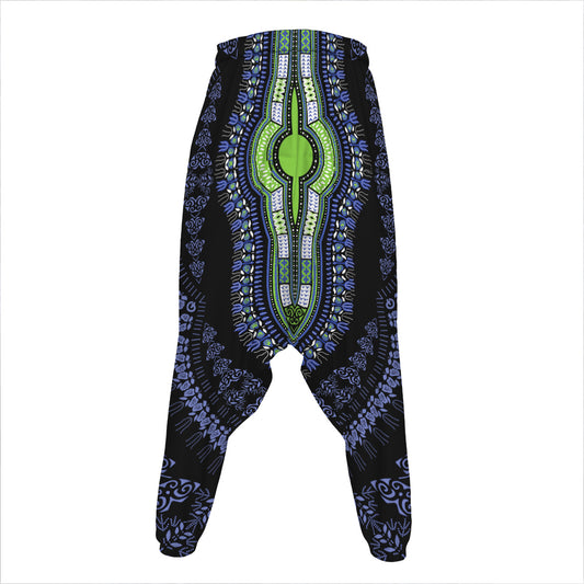 Blue And Black African Dashiki Print Hammer Pants