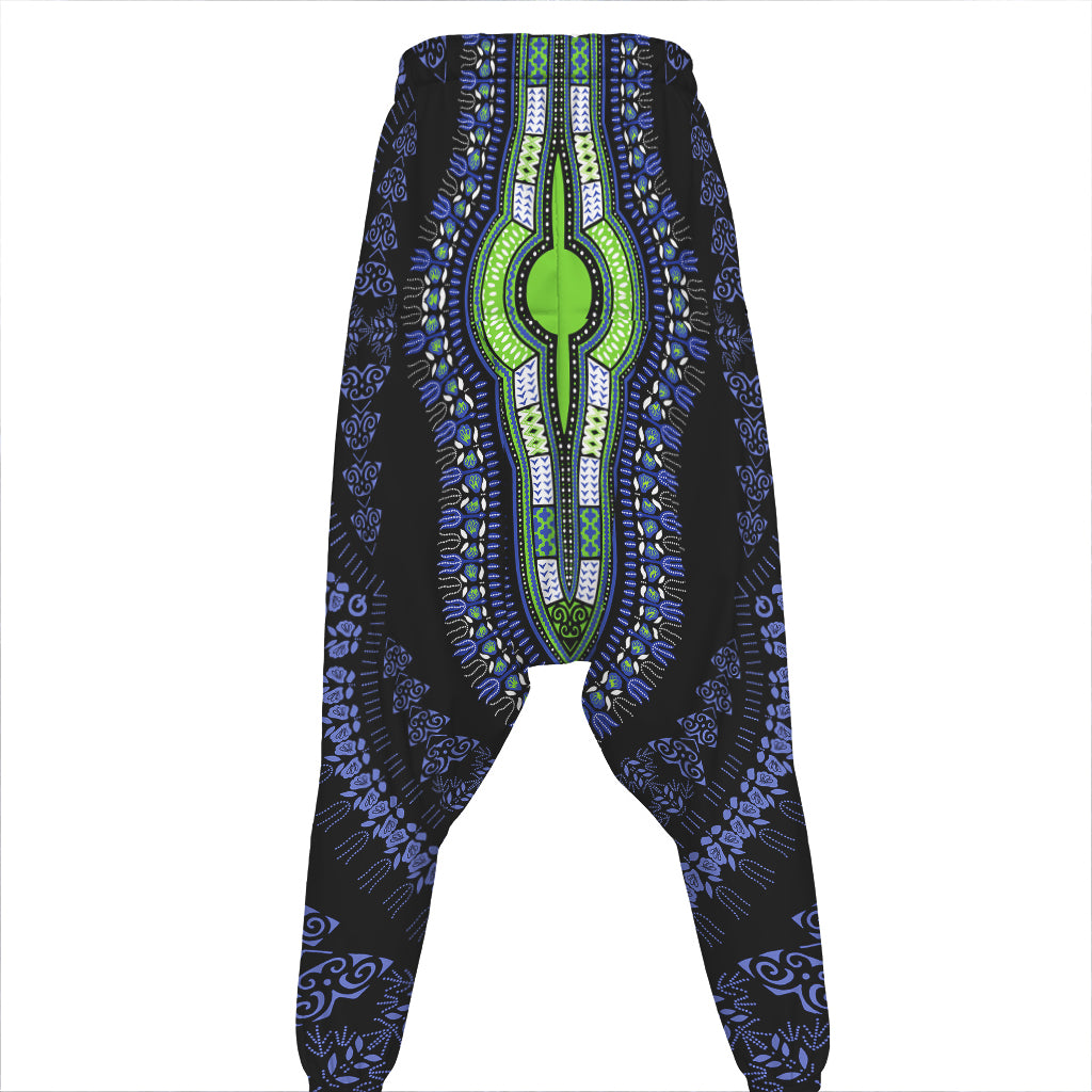 Blue And Black African Dashiki Print Hammer Pants