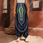 Blue And Black African Dashiki Print Harem Pants