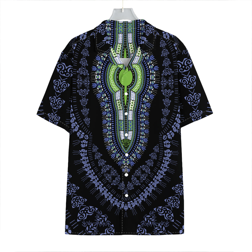 Blue And Black African Dashiki Print Hawaiian Shirt