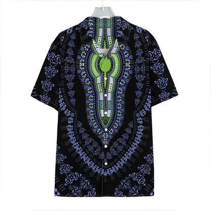 Blue And Black African Dashiki Print Hawaiian Shirt
