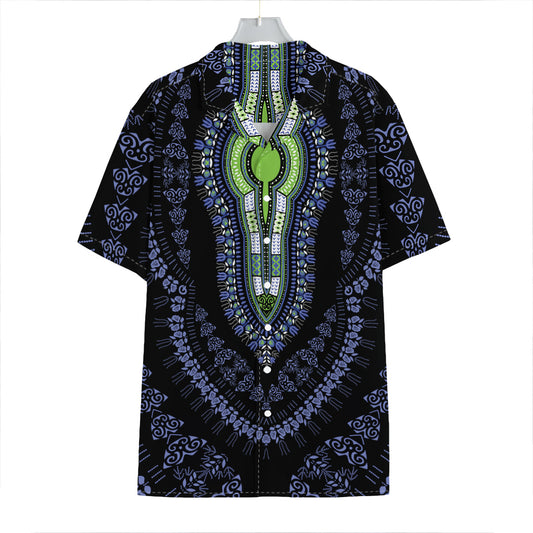 Blue And Black African Dashiki Print Hawaiian Shirt