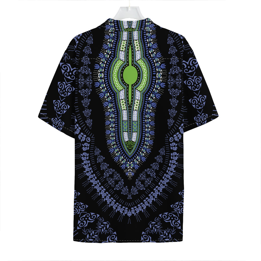 Blue And Black African Dashiki Print Hawaiian Shirt