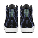 Blue And Black African Dashiki Print High Top Leather Sneakers
