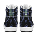 Blue And Black African Dashiki Print High Top Leather Sneakers