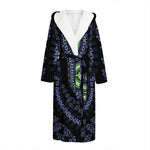 Blue And Black African Dashiki Print Hooded Bathrobe