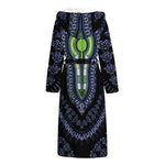 Blue And Black African Dashiki Print Hooded Bathrobe