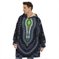 Blue And Black African Dashiki Print Hoodie Blanket