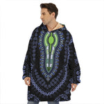 Blue And Black African Dashiki Print Hoodie Blanket