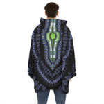 Blue And Black African Dashiki Print Hoodie Blanket