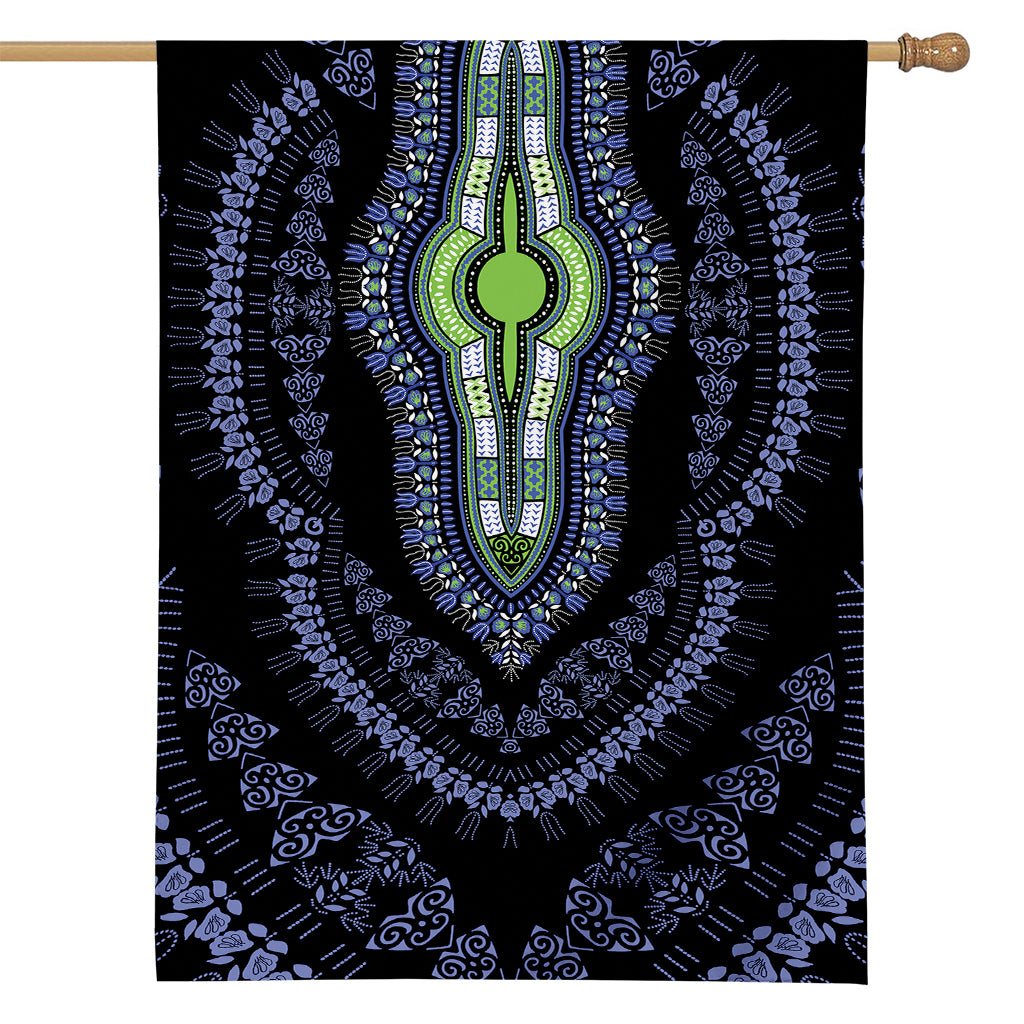 Blue And Black African Dashiki Print House Flag