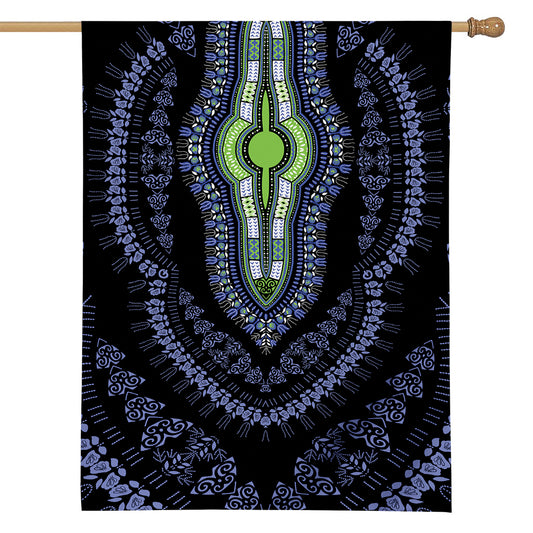 Blue And Black African Dashiki Print House Flag