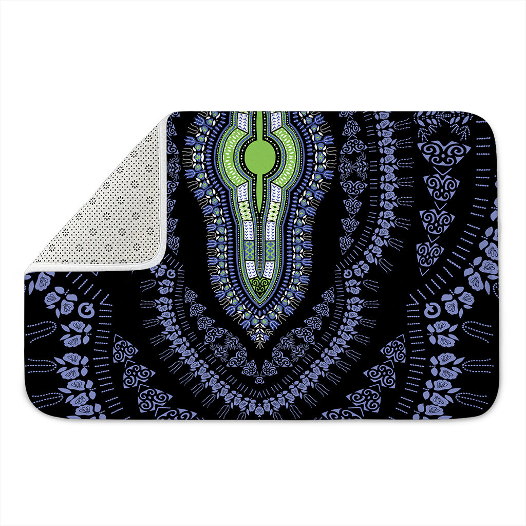 Blue And Black African Dashiki Print Indoor Door Mat