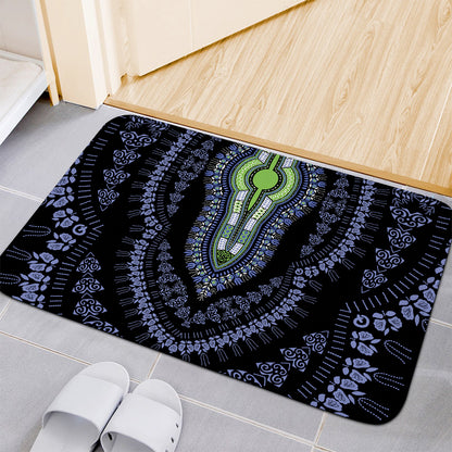 Blue And Black African Dashiki Print Indoor Door Mat