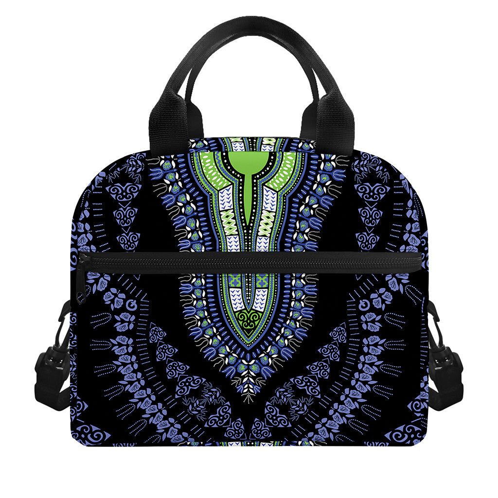 Blue And Black African Dashiki Print Insulated Lunch Bag