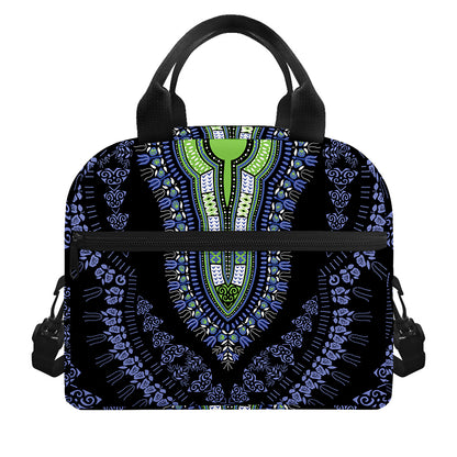 Blue And Black African Dashiki Print Insulated Lunch Bag