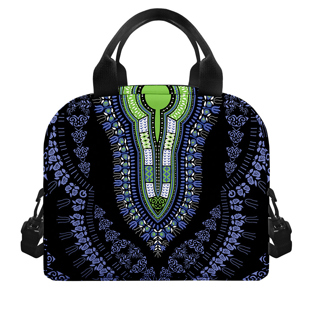 Blue And Black African Dashiki Print Insulated Lunch Bag