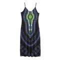 Blue And Black African Dashiki Print Jersey Midi Cami Dress