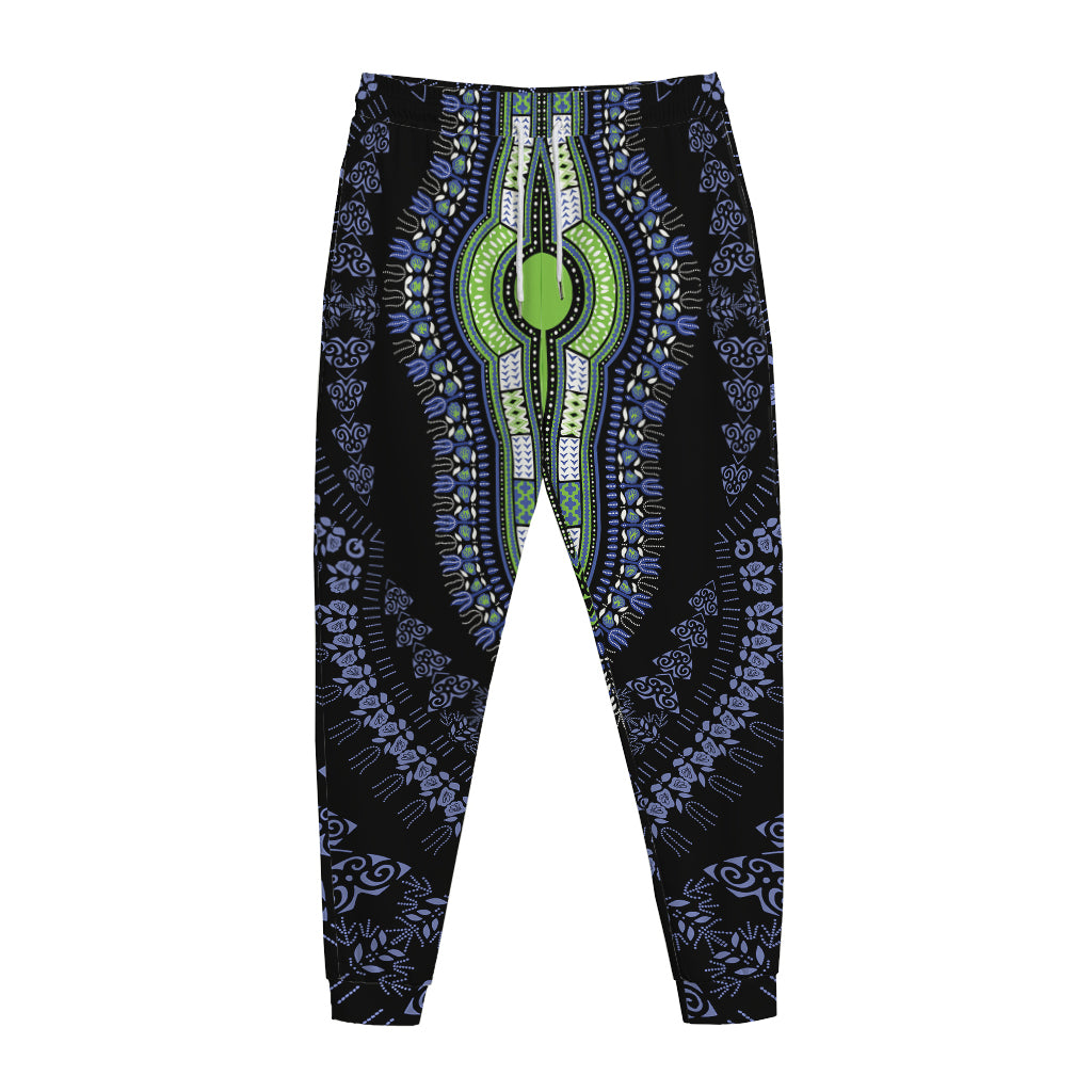 Blue And Black African Dashiki Print Jogger Pants