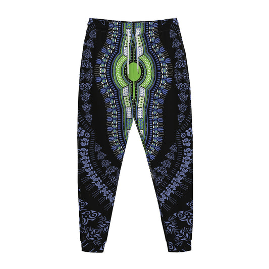 Blue And Black African Dashiki Print Jogger Pants