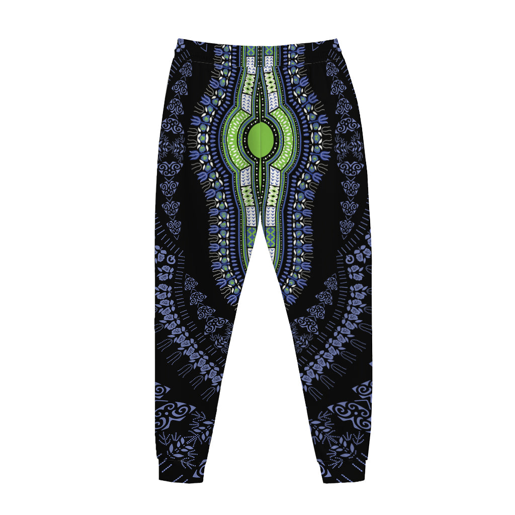 Blue And Black African Dashiki Print Jogger Pants
