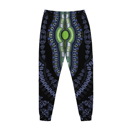 Blue And Black African Dashiki Print Jogger Pants