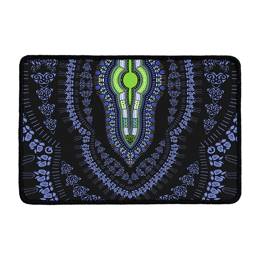 Blue And Black African Dashiki Print Kitchen Mat