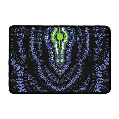 Blue And Black African Dashiki Print Kitchen Mat