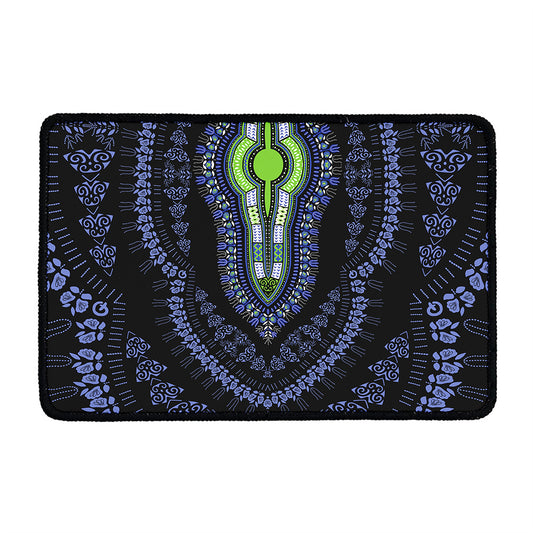 Blue And Black African Dashiki Print Kitchen Mat