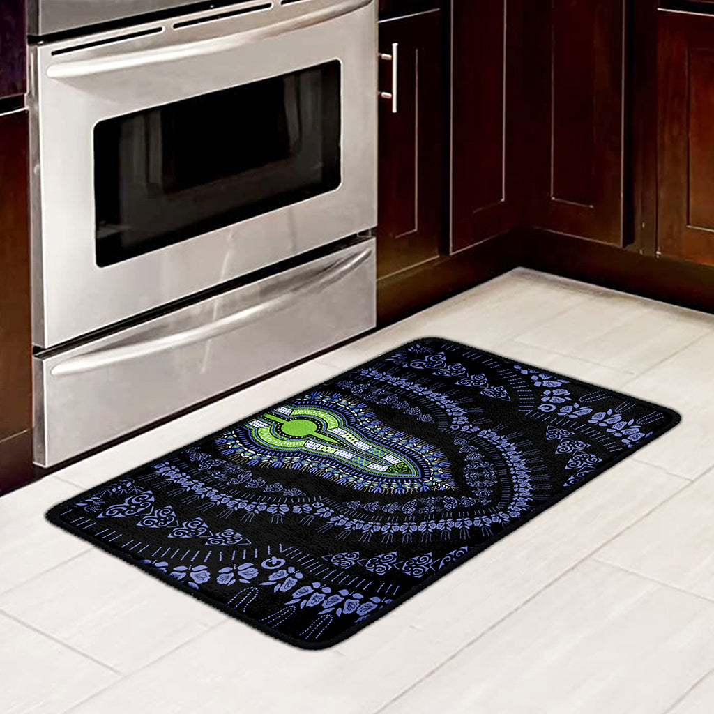 Blue And Black African Dashiki Print Kitchen Mat