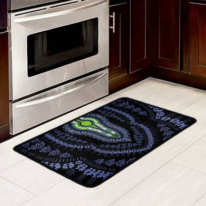 Blue And Black African Dashiki Print Kitchen Mat