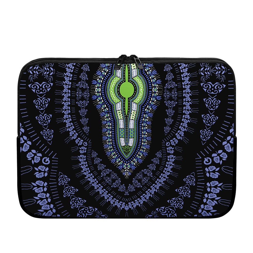 Blue And Black African Dashiki Print Laptop Sleeve