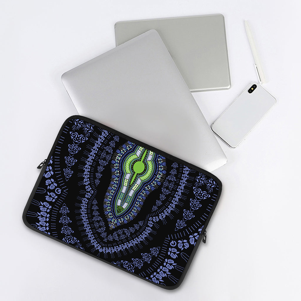 Blue And Black African Dashiki Print Laptop Sleeve