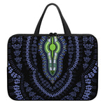 Blue And Black African Dashiki Print Laptop Sleeve With Handle