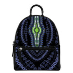 Blue And Black African Dashiki Print Leather Backpack
